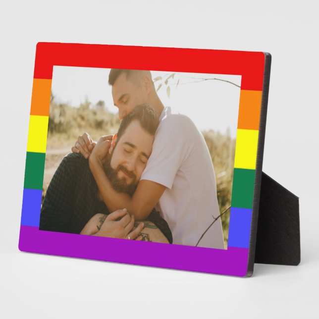 Plaque Photo LGBT Gay pride Rainbow Custom Photo Tabletop Easel (Côté)