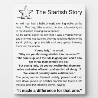 Plaque Photo L'histoire de Starfish. Poème Starfish.