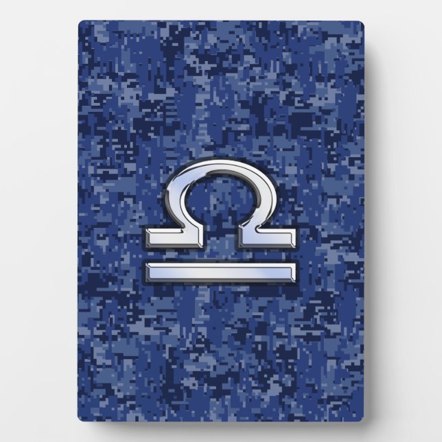 Plaque Photo Libra Zodiac Connexion Camouflage numérique bleu (Devant)