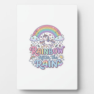 Plaque Photo Licorne Arc-en-ciel après la pluie Premium Vector 