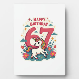 Plaque Photo Licorne arc-en-ciel de dessin animé mignon d'anniv