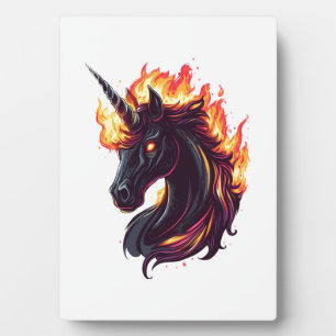 Plaque Photo Licorne de feu et de flamme (1)