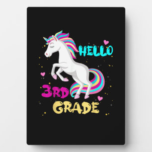 Plaque Photo Licorne de retour à l'école Bonjour enfant premier