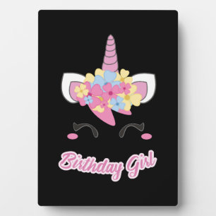 Plaque Photo Licorne fille d'anniversaire