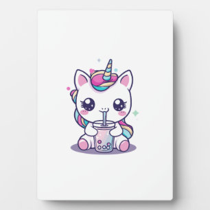 Plaque Photo Licorne mignonne mangeant de la soupe de nouilles 