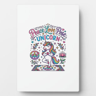 Plaque Photo Licorne Paix Amour Pose Licorne Fond Blanc S