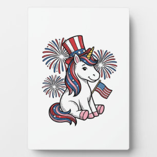 Plaque Photo Licorne Patriotique Feu d'Artifice Design de Chemi