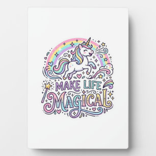Plaque Photo Licorne Rendre La Vie Magique Typographie Vectorie