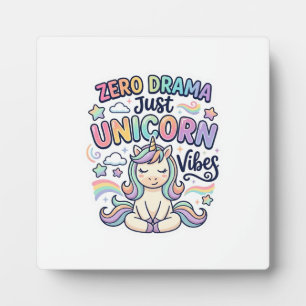 Plaque Photo Licorne Zéro Drame Juste Licorne Vibes Gras Typogr