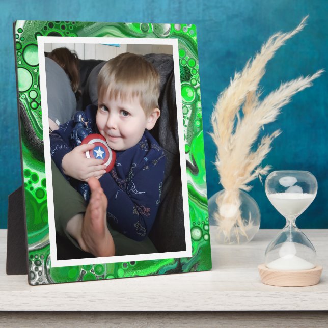 Plaque photo Lime Green et Black Faux Marble (Côté)