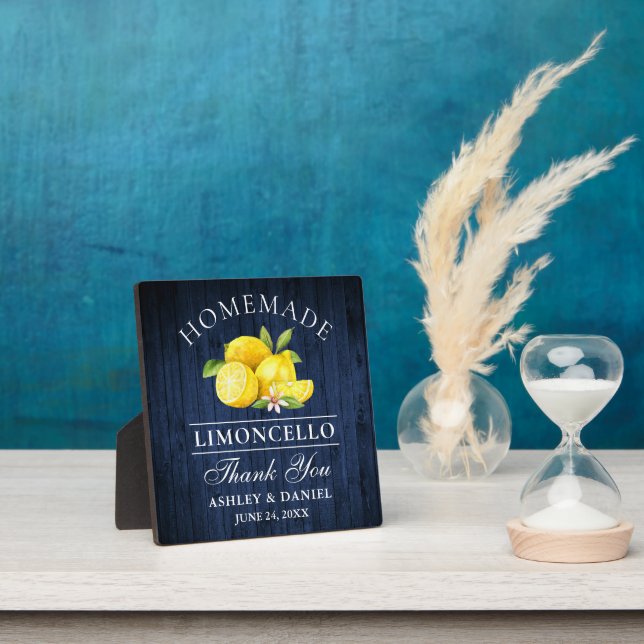 Plaque Photo Limoncello Lemons Blue Wood Imprimer Mariage (Insitu)