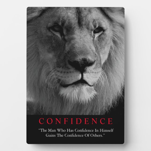 Plaque Photo Lion de confiance noir blanc inspiré (Devant)