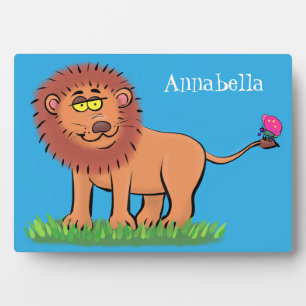 Plaque Photo Lion joyeux avec dessin animé de papillon
