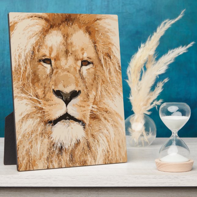 PLAQUE PHOTO LION PORTRAIT (Côté)