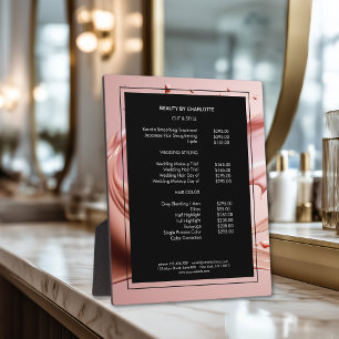 Plaque Photo Liste de prix du salon de beauté Blush Pink