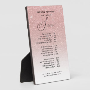 Plaque Photo Liste des prix du salon rose Parties scintillant o
