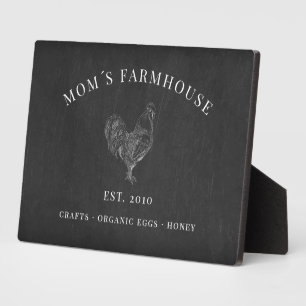 Plaque Photo Logo d'esquisse de coq rustique sur tableau de bor