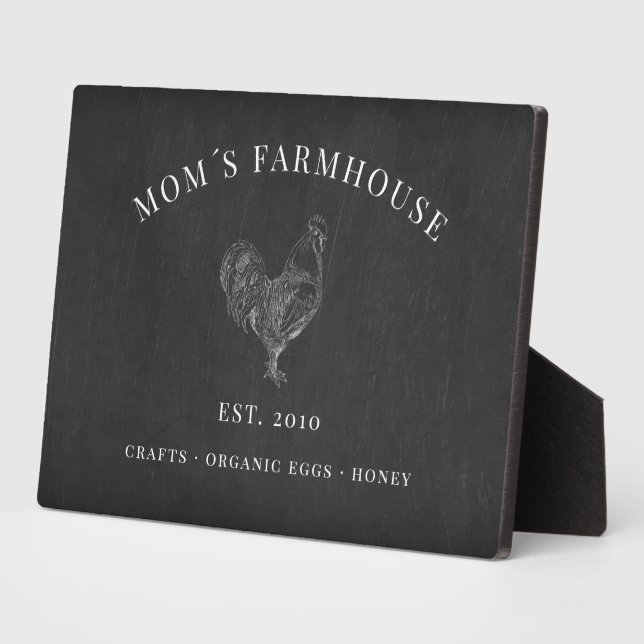 Plaque Photo Logo d'esquisse de coq rustique sur tableau de bor (Côté)