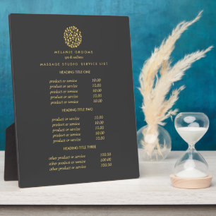 Plaque Photo Logo feuille or gris   Prix de massage spa