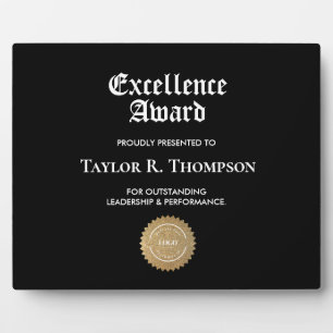 Plaque Photo Logo Gold Noir Business prix d'excellence personna