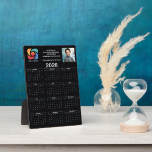 Plaque Photo Logo professionnel personnalisé Black 2026 Calendr