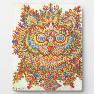Plaque Photo Louis Wain Psychedelic Chat Coloré