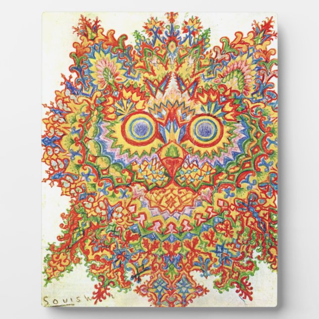 Plaque Photo Louis Wain Psychedelic Chat Coloré (Devant)