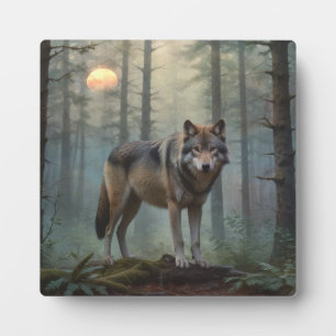 Plaque Photo Loup en Forêt Magique