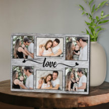 Love Heart Family Photo Collage Élégant Script
