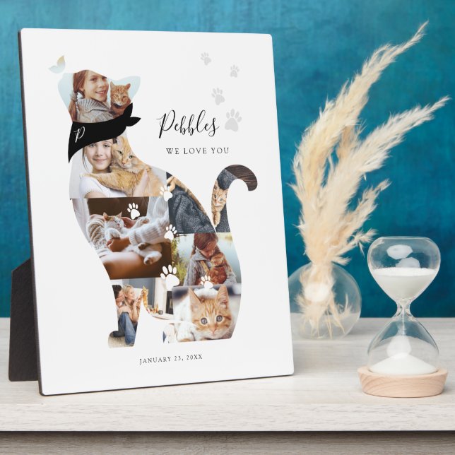 Plaque Photo Love Memory Cat Photo Collage Pet Memorial (Côté)