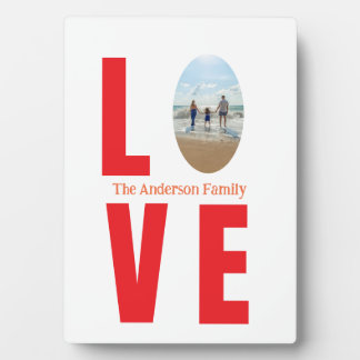 Plaque Photo Love rouge famille photo ovale forme moderne simpl