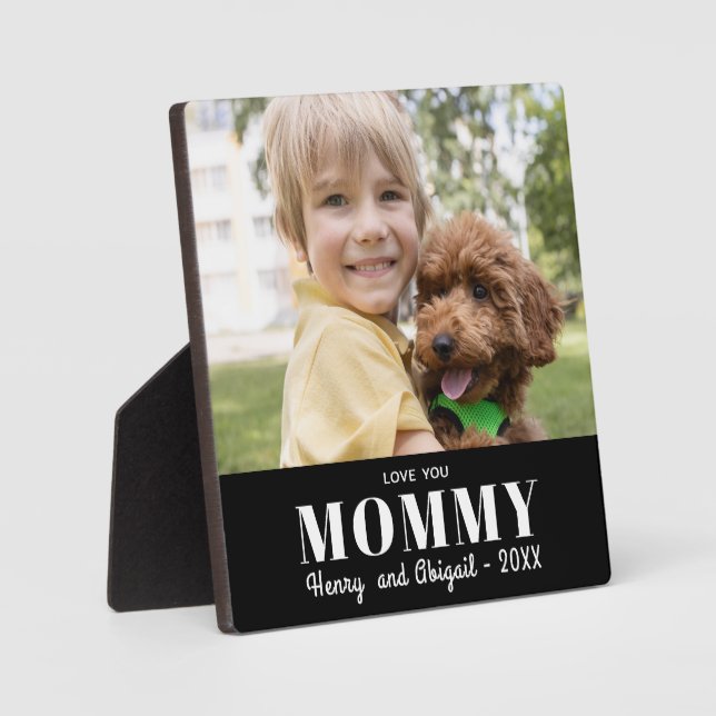 Plaque Photo Love You Mommy Photo Famille Keepsaké moderne (Recto)
