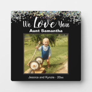 Plaque Photo Love You Tante Photo Glitter