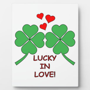 Plaque Photo Lucky In Love Hearts Clover