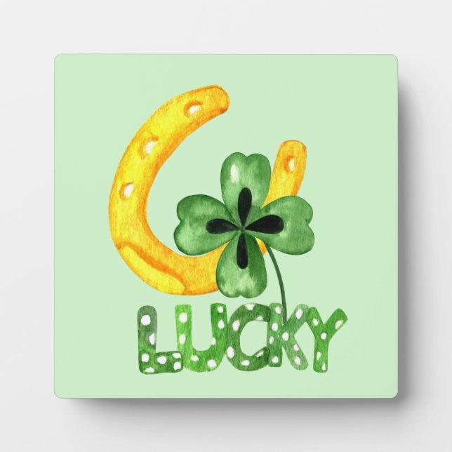 Plaque Photo Lucky Shamrock & Horseshoe (Devant)