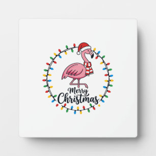 Plaque Photo Lumières de Noël Flamant Rose Fêtes