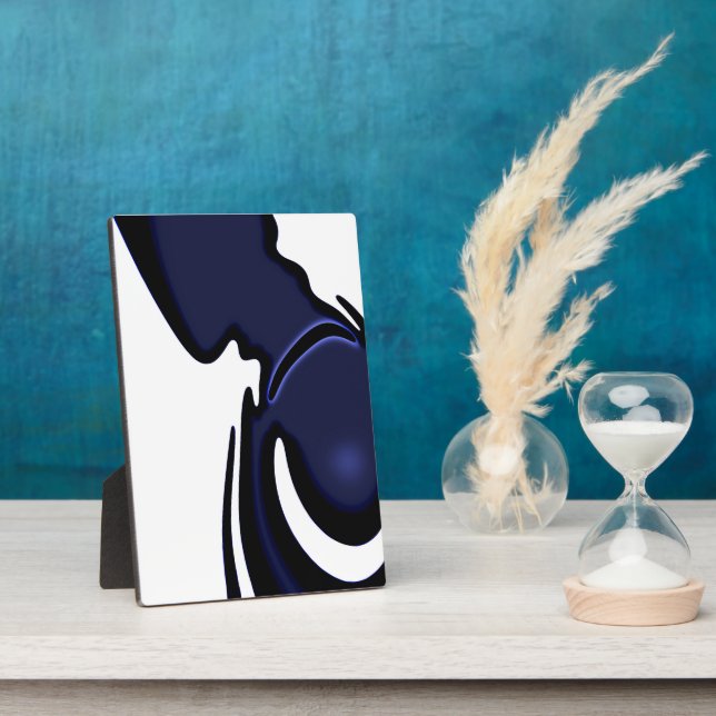 Plaque Photo Lune bleue : Bleu Abstrait, Blanc & Noir (Côté)