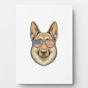 Plaque Photo Lunettes de soleil patriotiques Berger allemand Ar