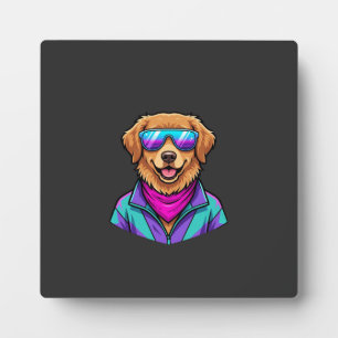 Plaque Photo Lunettes de soleil pour chien mignon Art néon rétr