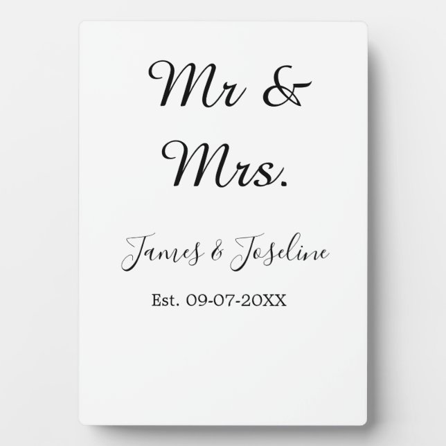 Plaque Photo M. et Mme ajoutent nom ést. Date année mariage cou (Devant)