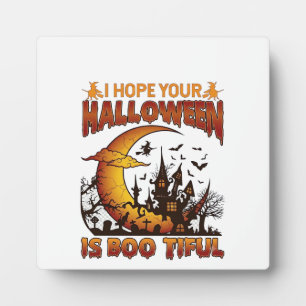 Plaque Photo Maison Hantée Halloween Boo Tiful Croissant de Lun