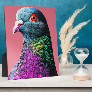 Plaque Photo Majesté Royale de Pigeon Portrait Réaliste et Viva