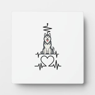 Plaque Photo Malamute d'Alaska Chien Rythme Cardiaque Ligne Cœu