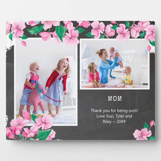 Plaque Photo Maman Chalkboard et Cherry Blossom 2 Photo (Devant)