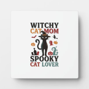 Plaque Photo Maman chat Halloween Design vintage sorcière amate