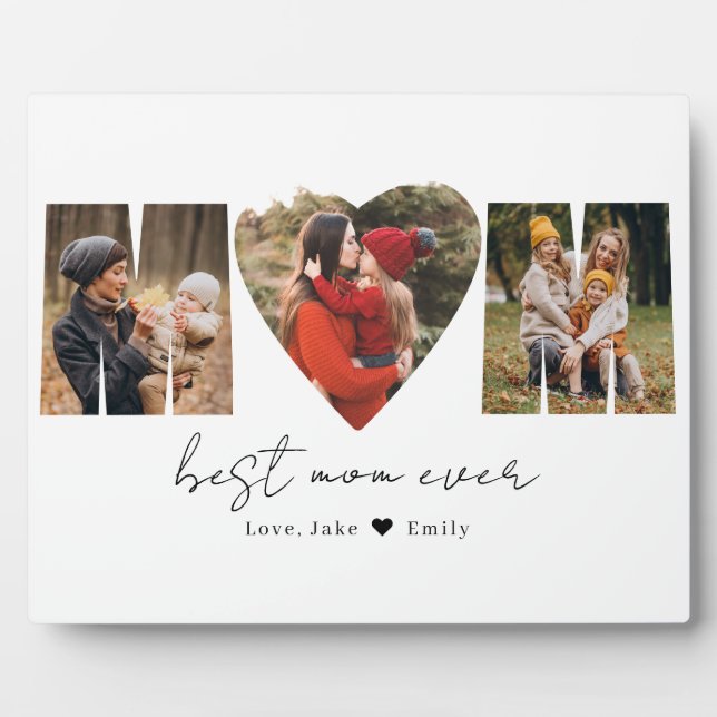 Plaque Photo Maman Photo Collage Heart Photo Poster de la fête  (Devant)