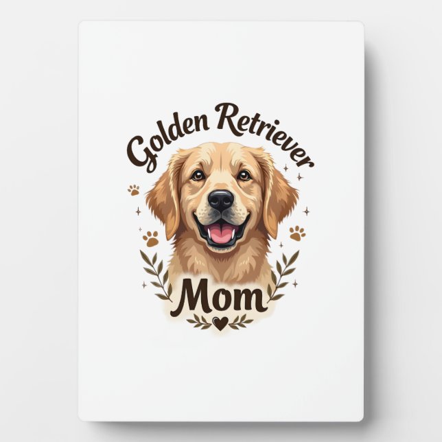 Plaque Photo Maman Retriever Doré Vintage Amateur de Chien Typo (Devant)