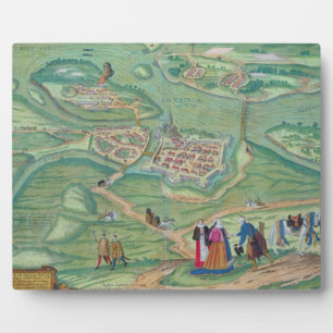 Plaque Photo Map of Raab, from 'Civitates Orbis Terrarum' by Ge