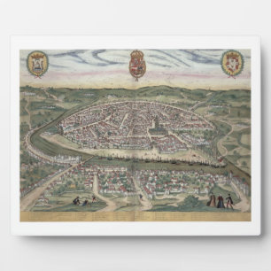 Plaque Photo Map of Seville, from 'Civitates Orbis Terrarum' by