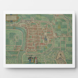 Plaque Photo Map of Trento, from 'Civitates Orbis Terrarum' by